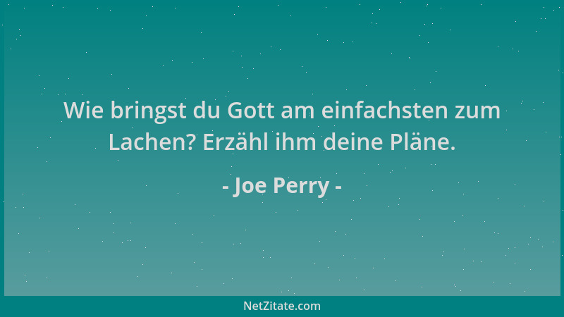 Joe Perry - Wie bringst du Gott am einfachsten zum Lachen? Erzähl ihm deine Pläne....