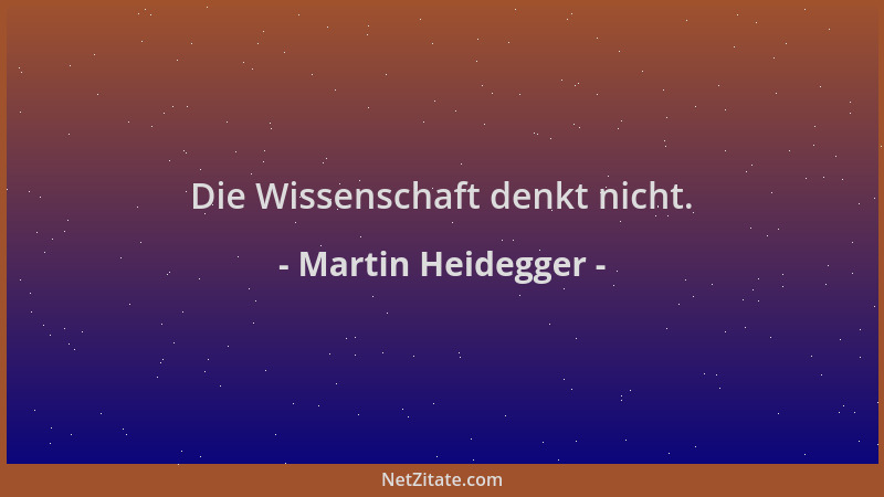Martin Heidegger - Die Wissenschaft denkt nicht....