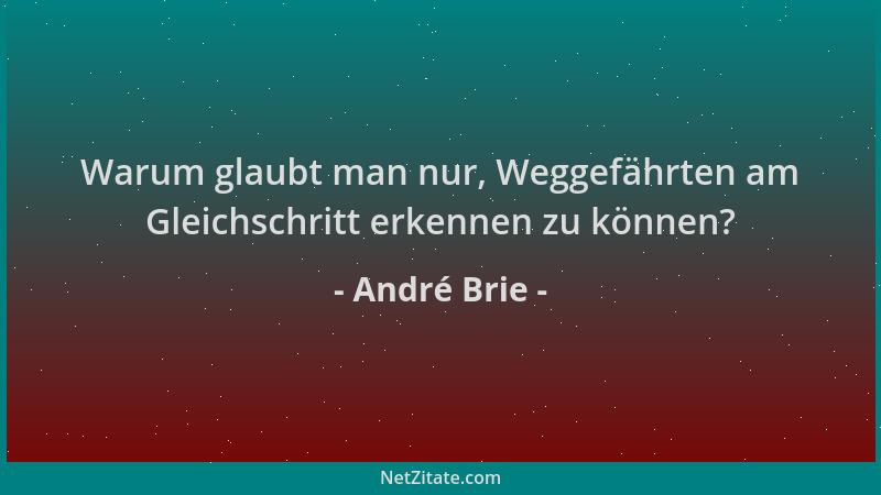 André Brie - Warum glaubt man nur, Weggefährten am Gleichschritt erkennen zu können?...