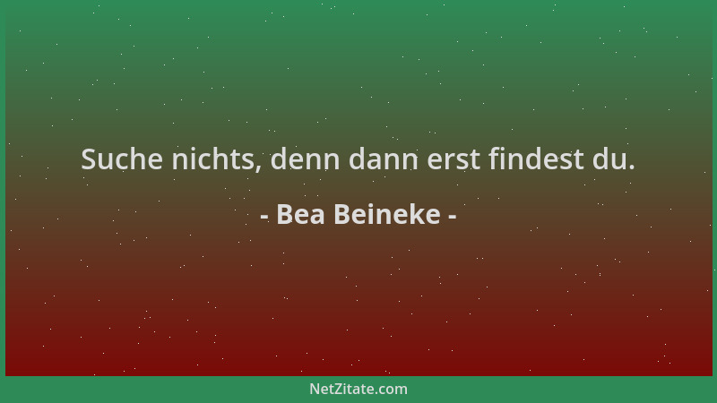 Bea Beineke - Suche nichts, denn dann erst findest du....