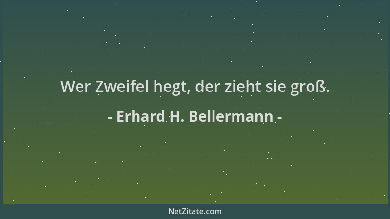 Erhard H. Bellermann - Wer Zweifel hegt, der zieht sie groß....