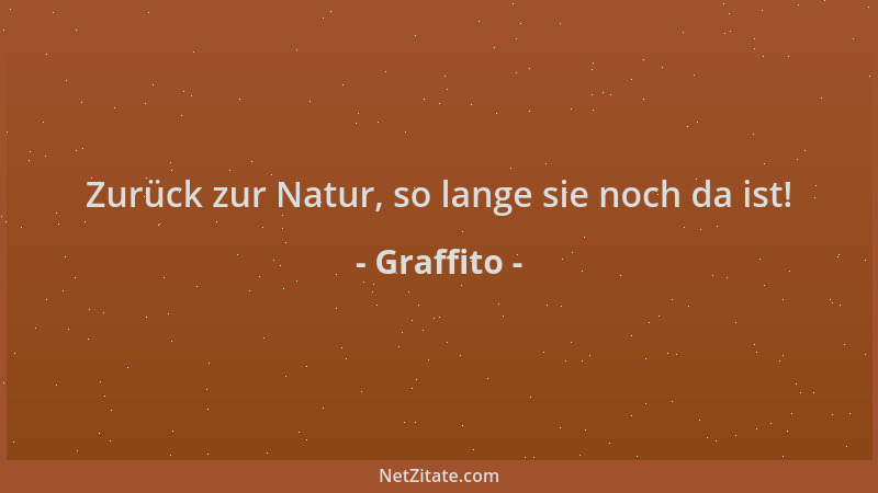 Graffito - Zurück zur Natur, so lange sie noch da ist!...