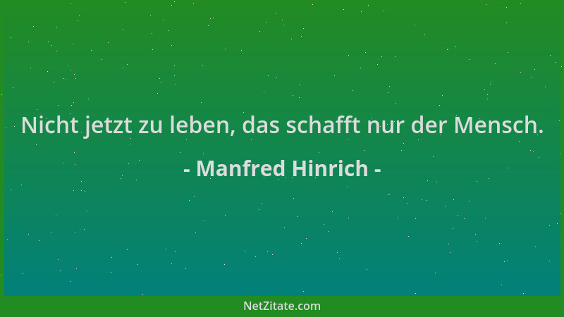 Manfred Hinrich - Nicht jetzt zu leben, das schafft nur der Mensch....