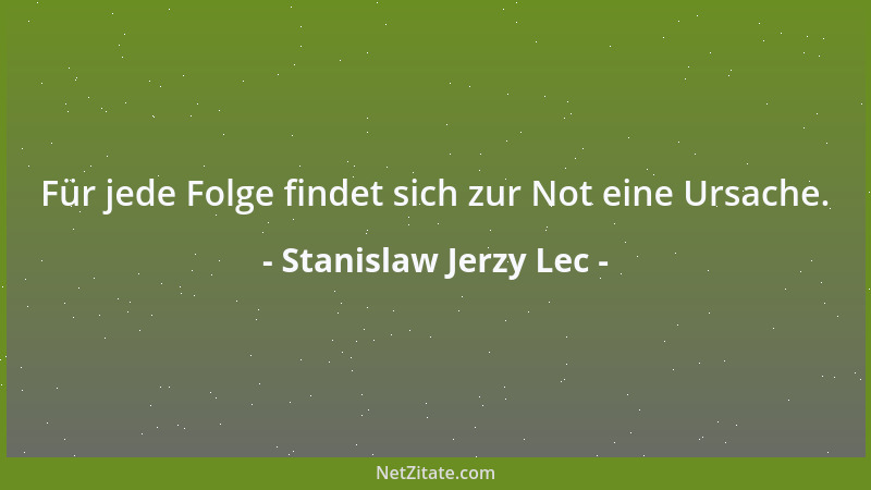 Stanislaw Jerzy Lec - Für jede Folge findet sich zur Not eine Ursache....