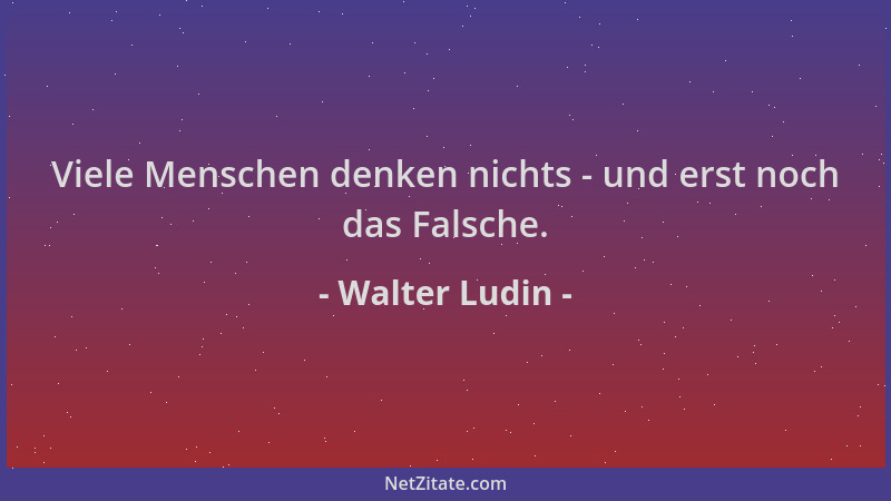 Walter Ludin - Viele Menschen denken nichts - und erst noch das Falsche....