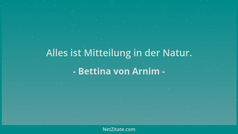 Bettina von Arnim - Alles ist Mitteilung in der Natur....