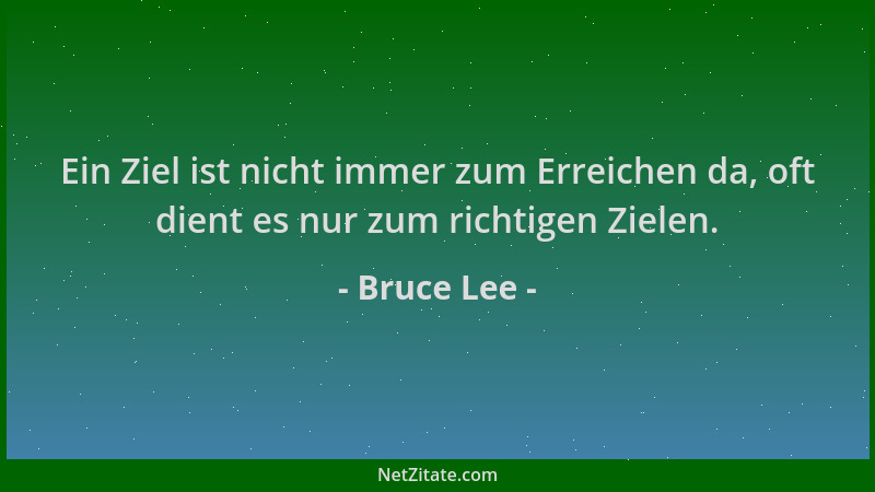 Bruce Lee - Ein Ziel ist nicht immer zum Erreichen da, oft dient es nur zum richtigen Zielen....