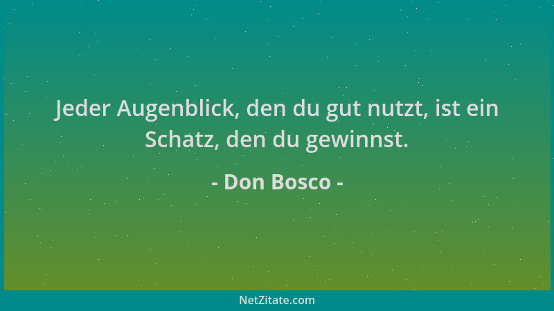 Don Bosco - Jeder Augenblick, den du gut nutzt, ist ein Schatz, den du gewinnst....