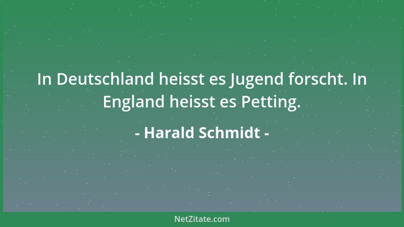 Harald Schmidt - In Deutschland heisst es Jugend forscht. In England heisst es Petting....