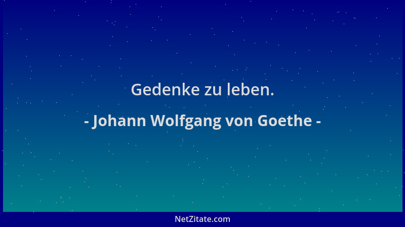 Johann Wolfgang von Goethe - Gedenke zu leben....
