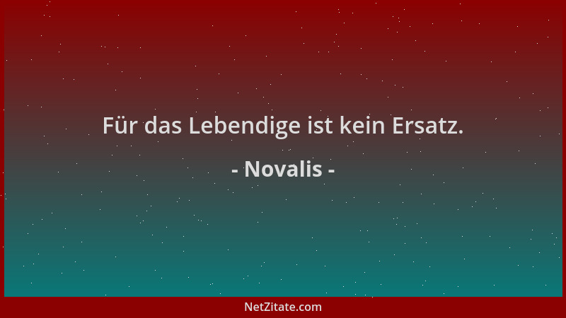 Novalis - Für das Lebendige ist kein Ersatz....