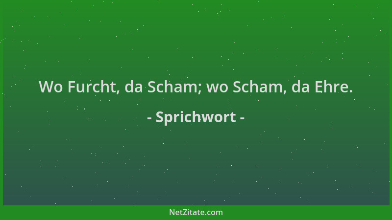 Sprichwort - Wo Furcht, da Scham; wo Scham, da Ehre....