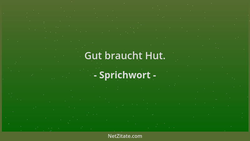 Sprichwort - Gut braucht Hut....