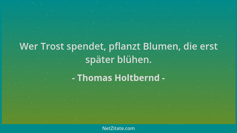 Thomas Holtbernd - Wer Trost spendet, pflanzt Blumen, die erst später blühen....