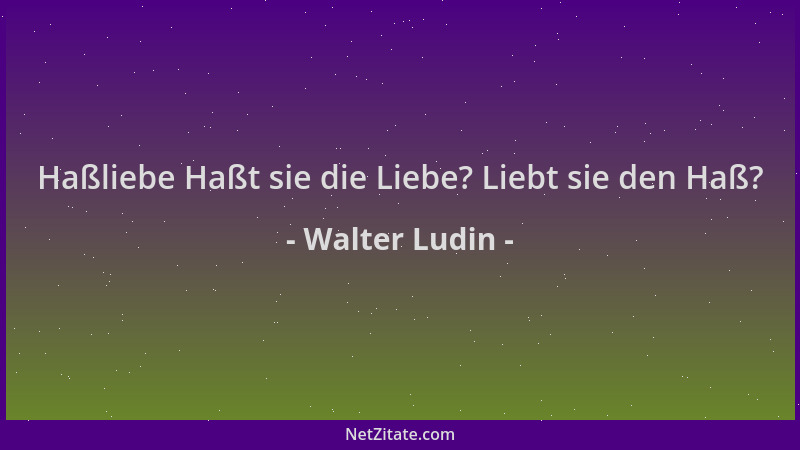 Walter Ludin - Haßliebe Haßt sie die Liebe? Liebt sie den Haß?...