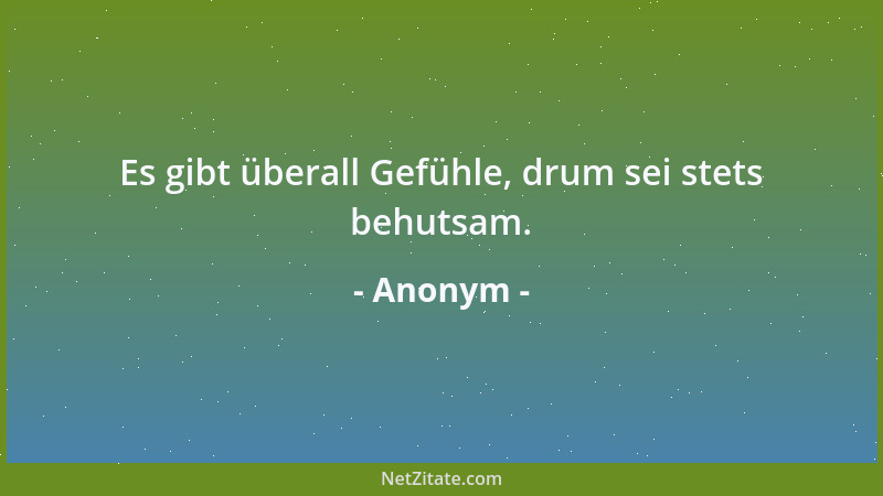 Anonym - Es gibt überall Gefühle, drum sei stets behutsam....