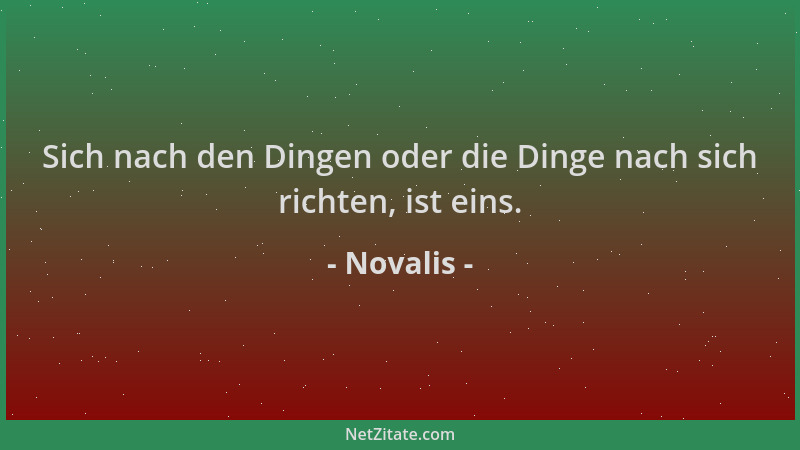 Novalis - Sich nach den Dingen oder die Dinge nach sich richten, ist eins....