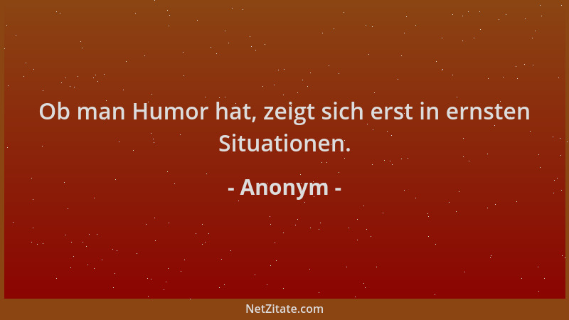 Anonym - Ob man Humor hat, zeigt sich erst in ernsten Situationen....