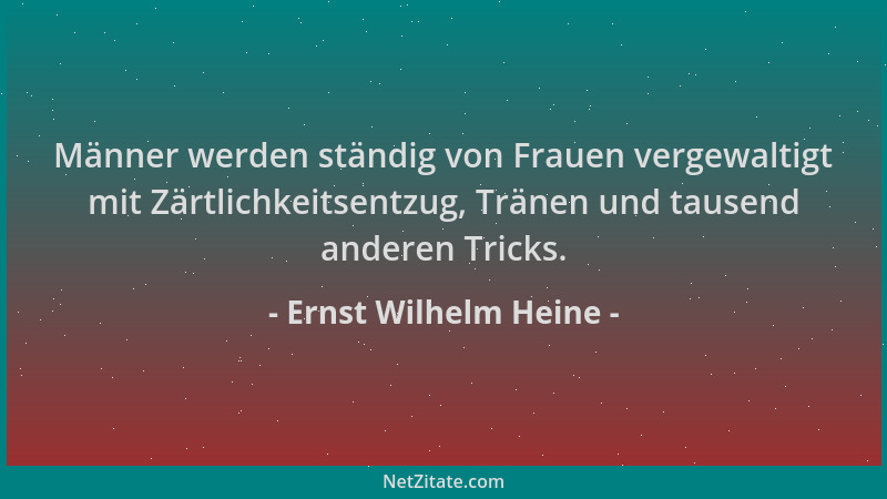 Ernst Wilhelm Heine - Männer werden ständig von Frauen vergewaltigt mit Zärtlichkeitsentzug, Tränen und tausend anderen Tri...