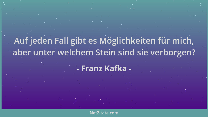 Franz Kafka - Auf jeden Fall gibt es Möglichkeiten für mich, aber unter welchem Stein sind sie verborgen?...