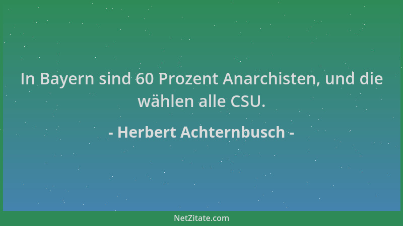 Herbert Achternbusch - In Bayern sind 60 Prozent Anarchisten, und die wählen alle CSU....