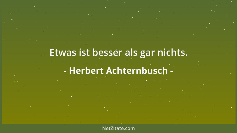 Herbert Achternbusch - Etwas ist besser als gar nichts....