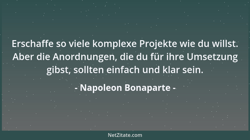 Napoleon Bonaparte - Erschaffe so viele komplexe Projekte wie du willst. Aber die Anordnungen, die du für ihre Umsetzung gi...