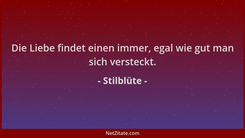 Stilblüte - Die Liebe findet einen immer, egal wie gut man sich versteckt....