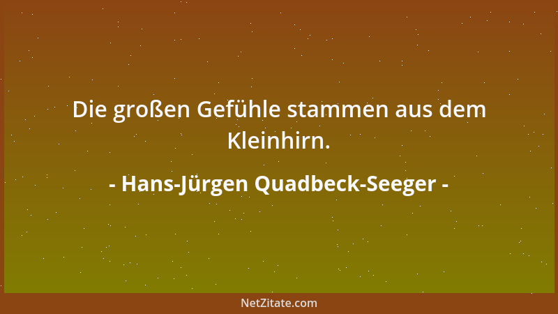 Hans-Jürgen Quadbeck-Seeger - Die großen Gefühle stammen aus dem Kleinhirn....