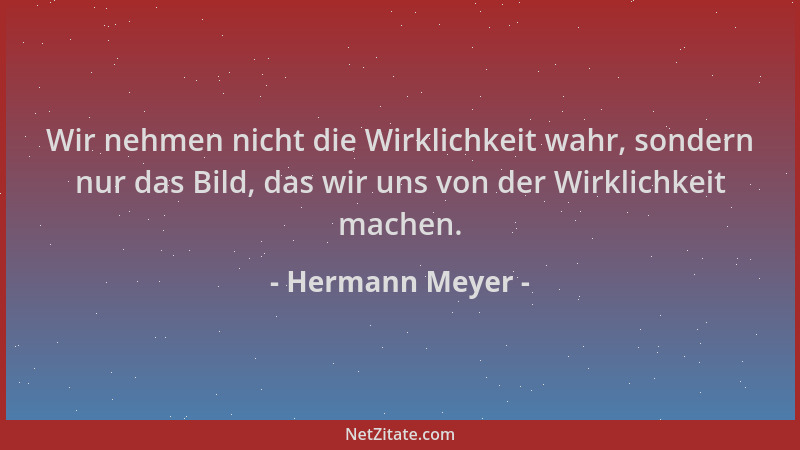 Hermann Meyer - Wir nehmen nicht die Wirklichkeit wahr, sondern nur das Bild, das wir uns von der Wirklichkeit machen....