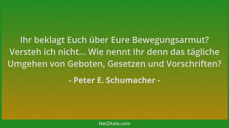 Peter E. Schumacher - Ihr beklagt Euch über Eure Bewegungsarmut? Versteh ich nicht... Wie nennt Ihr denn das tägliche Umgeh...
