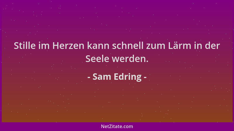 Sam Edring - Stille im Herzen kann schnell zum Lärm in der Seele werden....