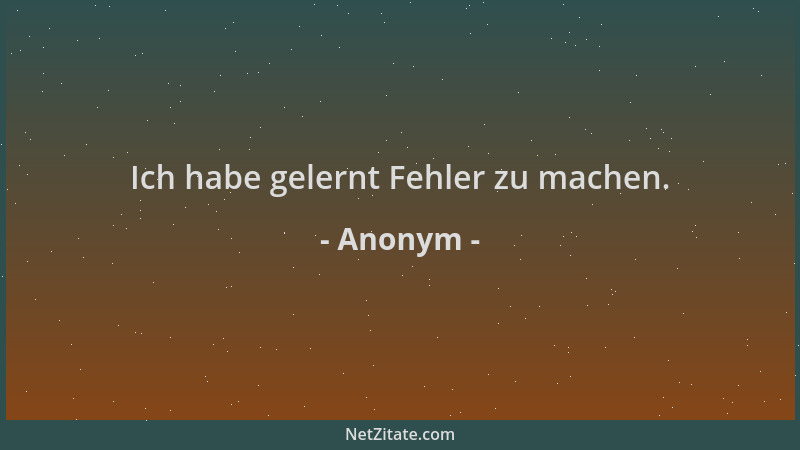 Anonym - Ich habe gelernt Fehler zu machen....