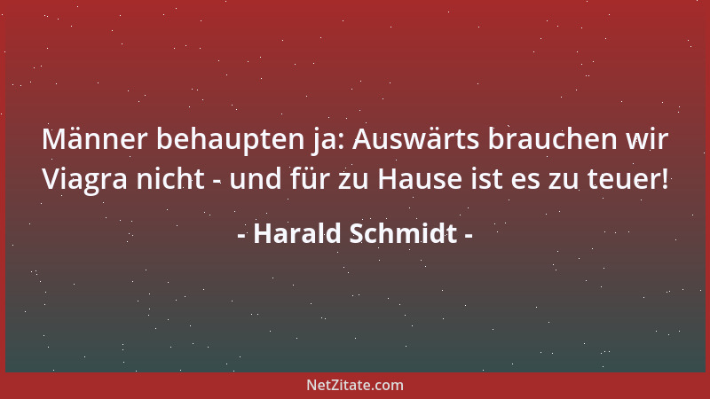 Harald Schmidt - Männer behaupten ja: Auswärts brauchen wir Viagra nicht - und für zu Hause ist es zu teuer!...