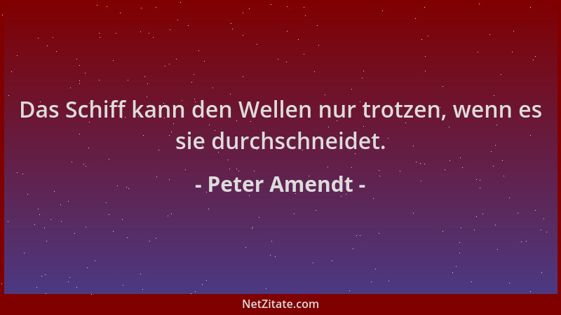 Peter Amendt - Das Schiff kann den Wellen nur trotzen, wenn es sie durchschneidet....