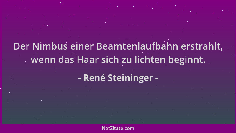 René Steininger - Der Nimbus einer Beamtenlaufbahn erstrahlt, wenn das Haar sich zu lichten beginnt....