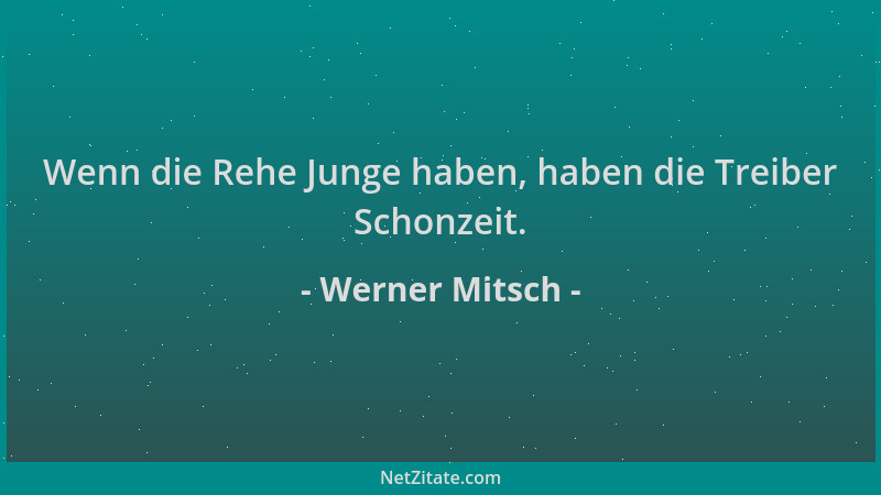 Werner Mitsch - Wenn die Rehe Junge haben, haben die Treiber Schonzeit....