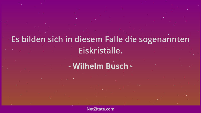 Wilhelm Busch - Es bilden sich in diesem Falle die sogenannten Eiskristalle....