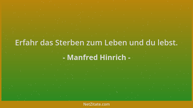 Manfred Hinrich - Erfahr das Sterben zum Leben und du lebst....