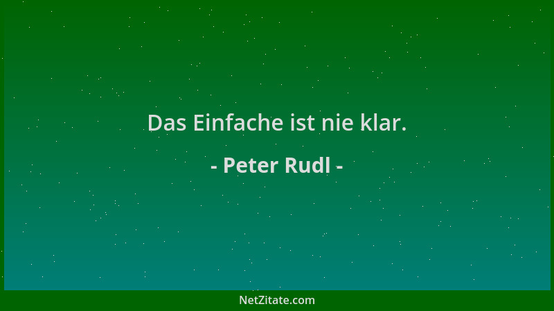Peter Rudl - Das Einfache ist nie klar....