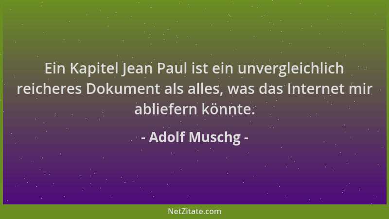 Adolf Muschg - Ein Kapitel Jean Paul ist ein unvergleichlich reicheres Dokument als alles, was das Internet mir abliefern k...
