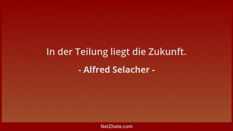 Alfred Selacher - In der Teilung liegt die Zukunft....
