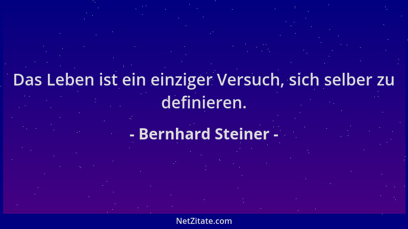 Bernhard Steiner - Das Leben ist ein einziger Versuch, sich selber zu definieren....