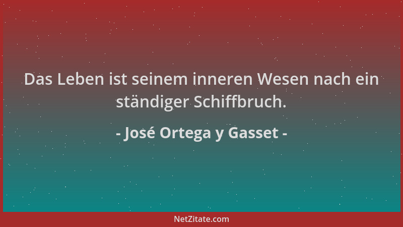 José Ortega y Gasset - Das Leben ist seinem inneren Wesen nach ein ständiger Schiffbruch....