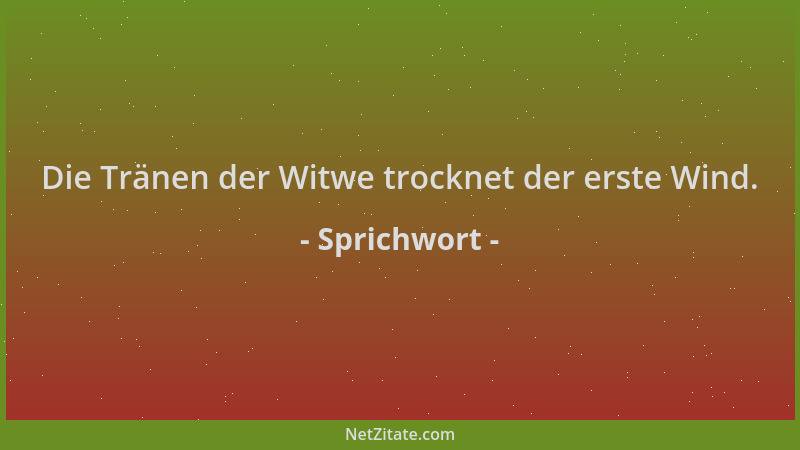 Sprichwort - Die Tränen der Witwe trocknet der erste Wind....