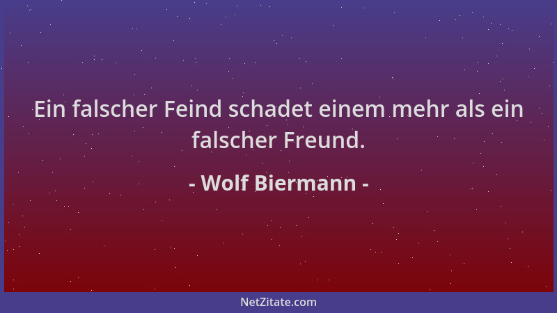 Wolf Biermann - Ein falscher Feind schadet einem mehr als ein falscher Freund....
