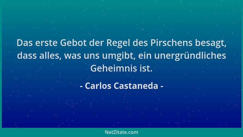 Carlos Castaneda - Das erste Gebot der Regel des Pirschens besagt, dass alles, was uns umgibt, ein unergründliches Geheimni...