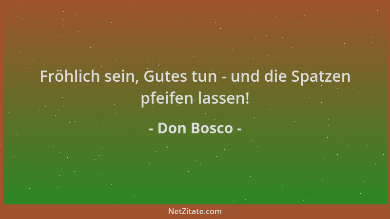 Don Bosco - Fröhlich sein, Gutes tun - und die Spatzen pfeifen lassen!...