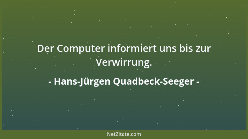 Hans-Jürgen Quadbeck-Seeger - Der Computer informiert uns bis zur Verwirrung....