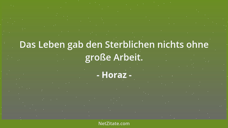 Horaz - Das Leben gab den Sterblichen nichts ohne große Arbeit....